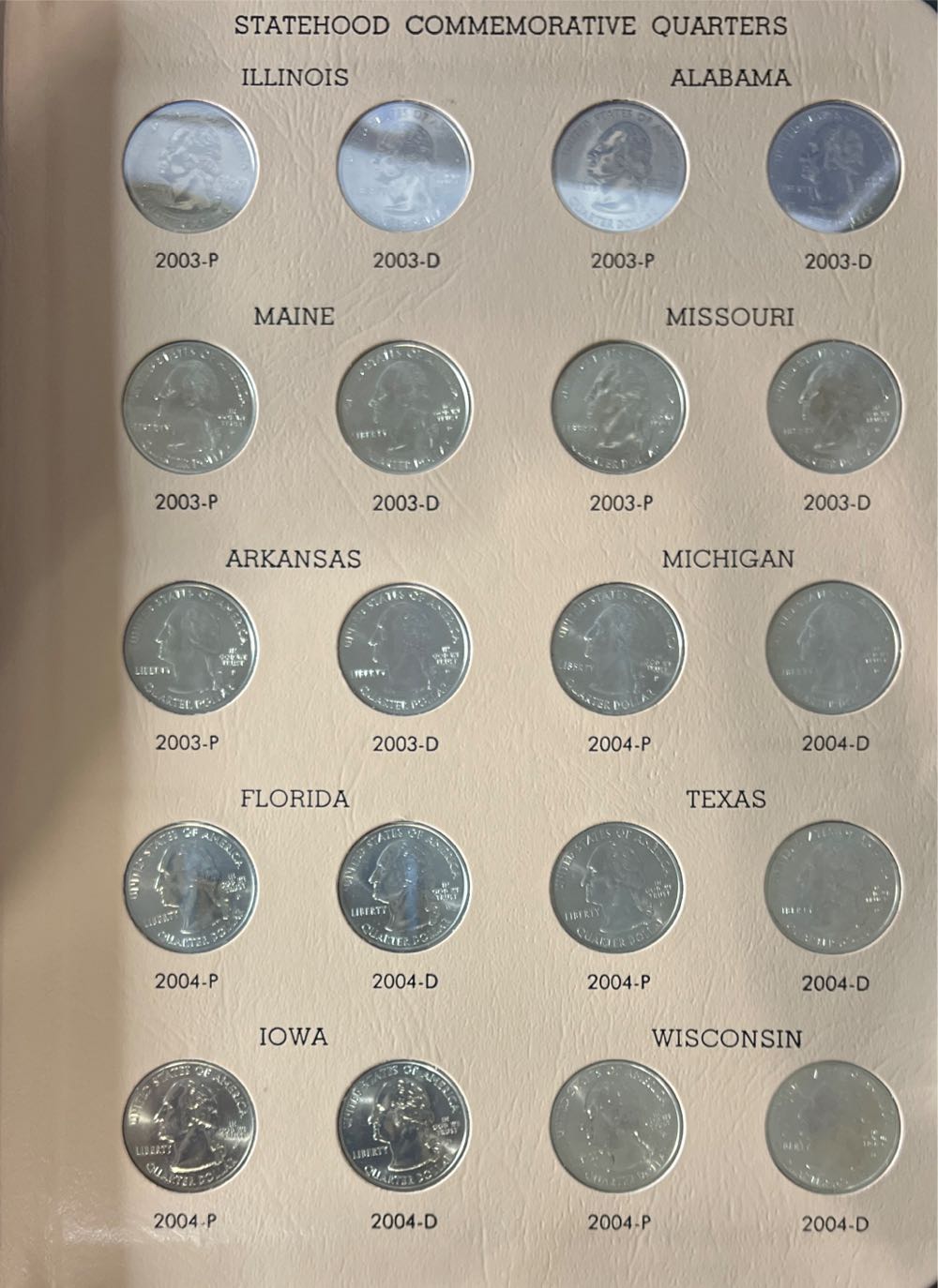 1999-2008 Washington Quarters Statehood Commemorative P & D Set With Dansco Book  coin collectible - Main Image 4