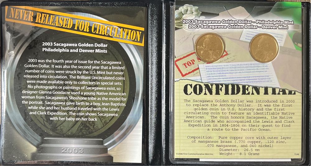 2003 P/D Sacajawea Gold Dollar  coin collectible - Main Image 2