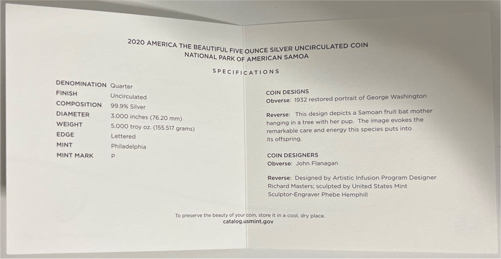 2020 American Samoa  coin collectible [Barcode 704786160445] - Main Image 2