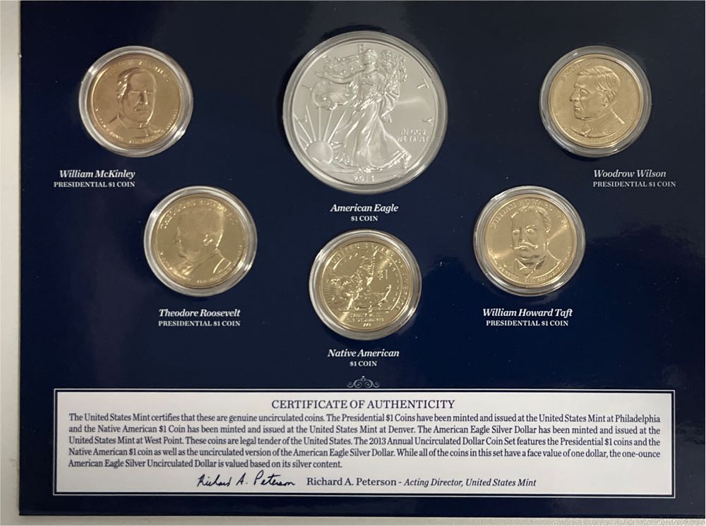 2013 US Mint Uncirculated Dollar Set  coin collectible [Barcode 704785470248] - Main Image 2