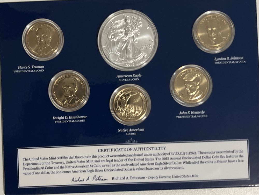 2015 US Mint Uncirculated Dollar Set  coin collectible [Barcode 704785691407] - Main Image 2