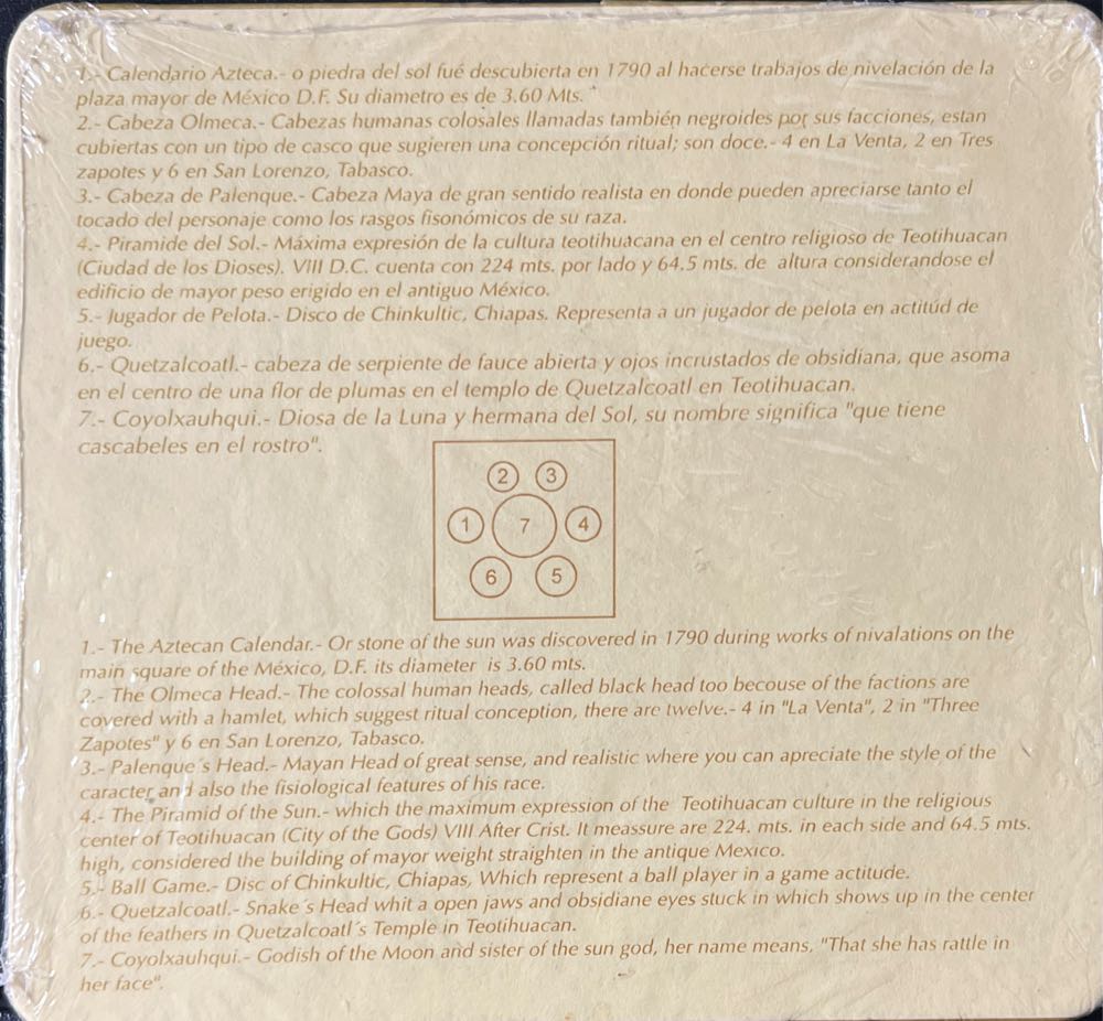 MEXICO PREHISPANICO  7 Colin Set 1938 -1983  coin collectible - Main Image 2