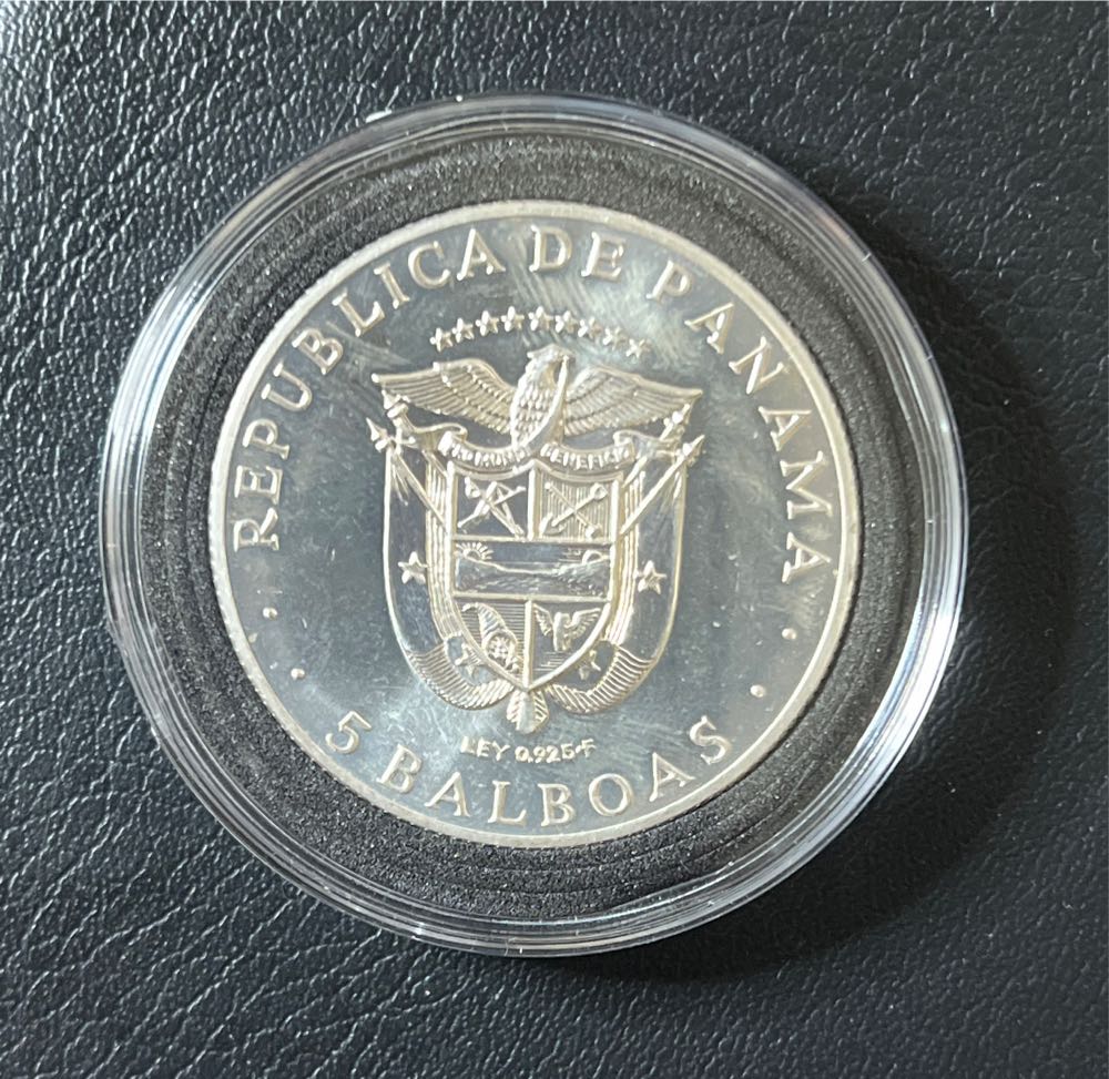 1970 PANAMA Silver 5 BALBOA Coin, Central American Games, PROOF.  coin collectible - Main Image 2