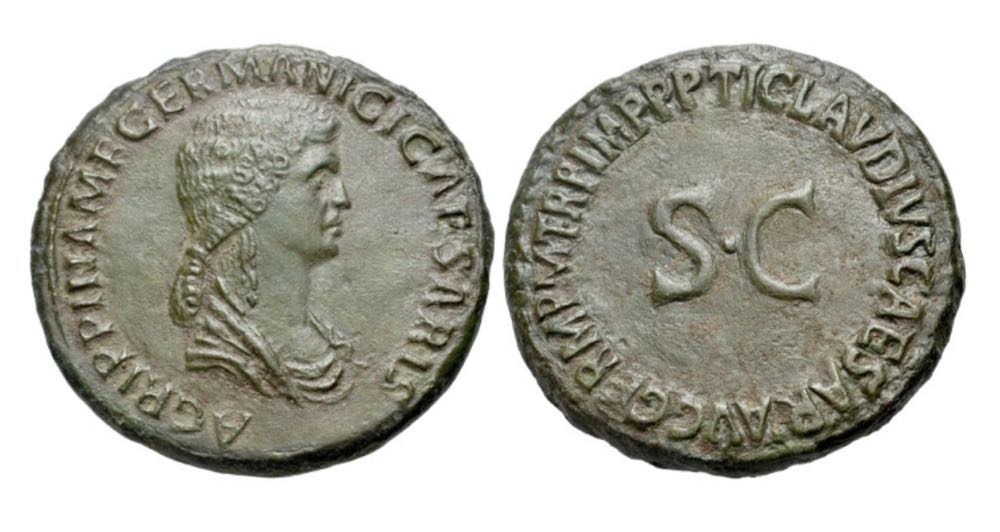 Agrippina Senior (died AD 33). Æ Sestertius (36mm, 30.80g). Rome, AD 42-3. Draped  coin collectible - Main Image 3