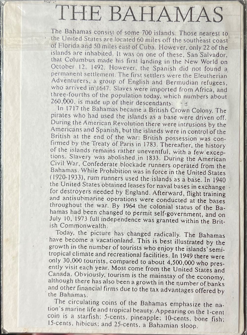 Low-Tide in the Bahamas  coin collectible - Main Image 2