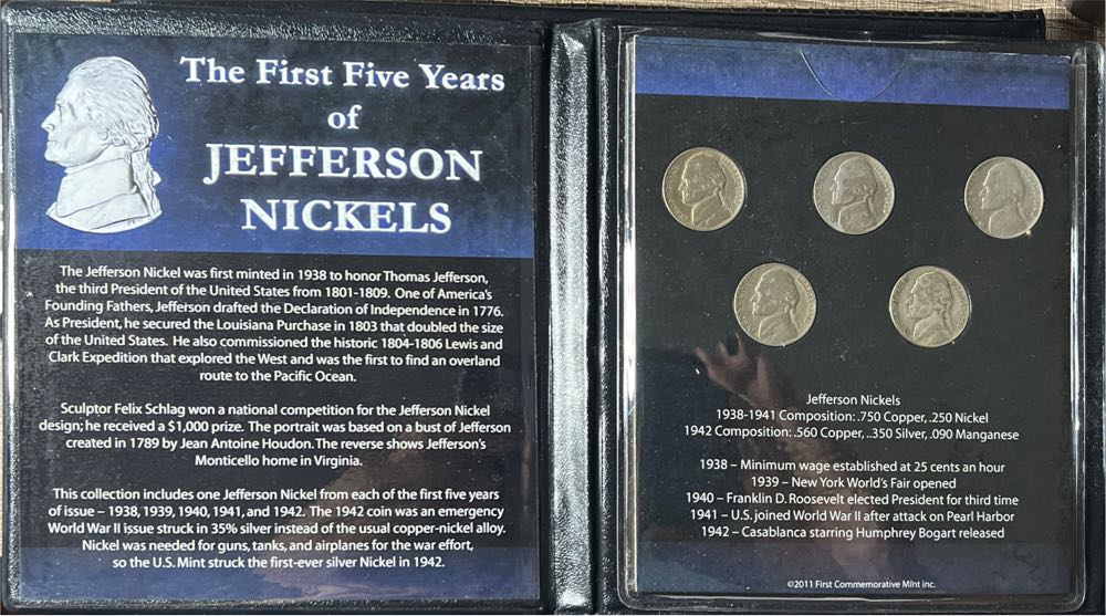 The First Five Years of Jefferson Nickels  coin collectible - Main Image 1