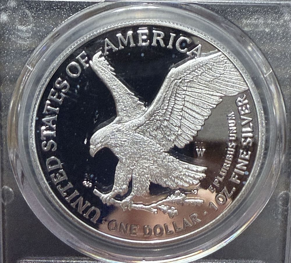 Slab 2025 W Silver Eagle PCGS PR70DCAM First Day Of Issue  coin collectible - Main Image 3