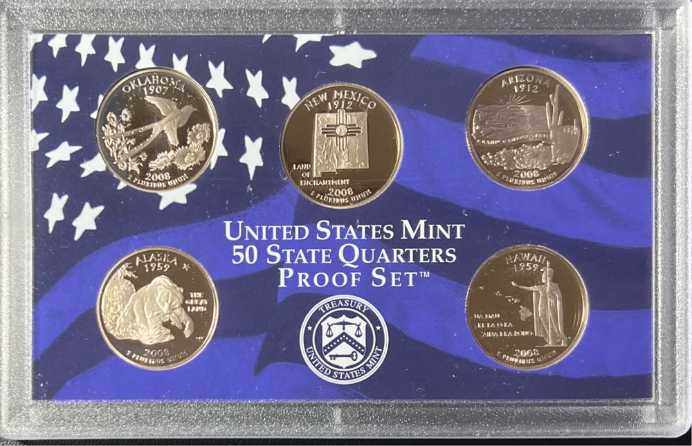2008 S United States Mint 50 State Quarters Proof Set  coin collectible [Barcode 704785055773] - Main Image 2