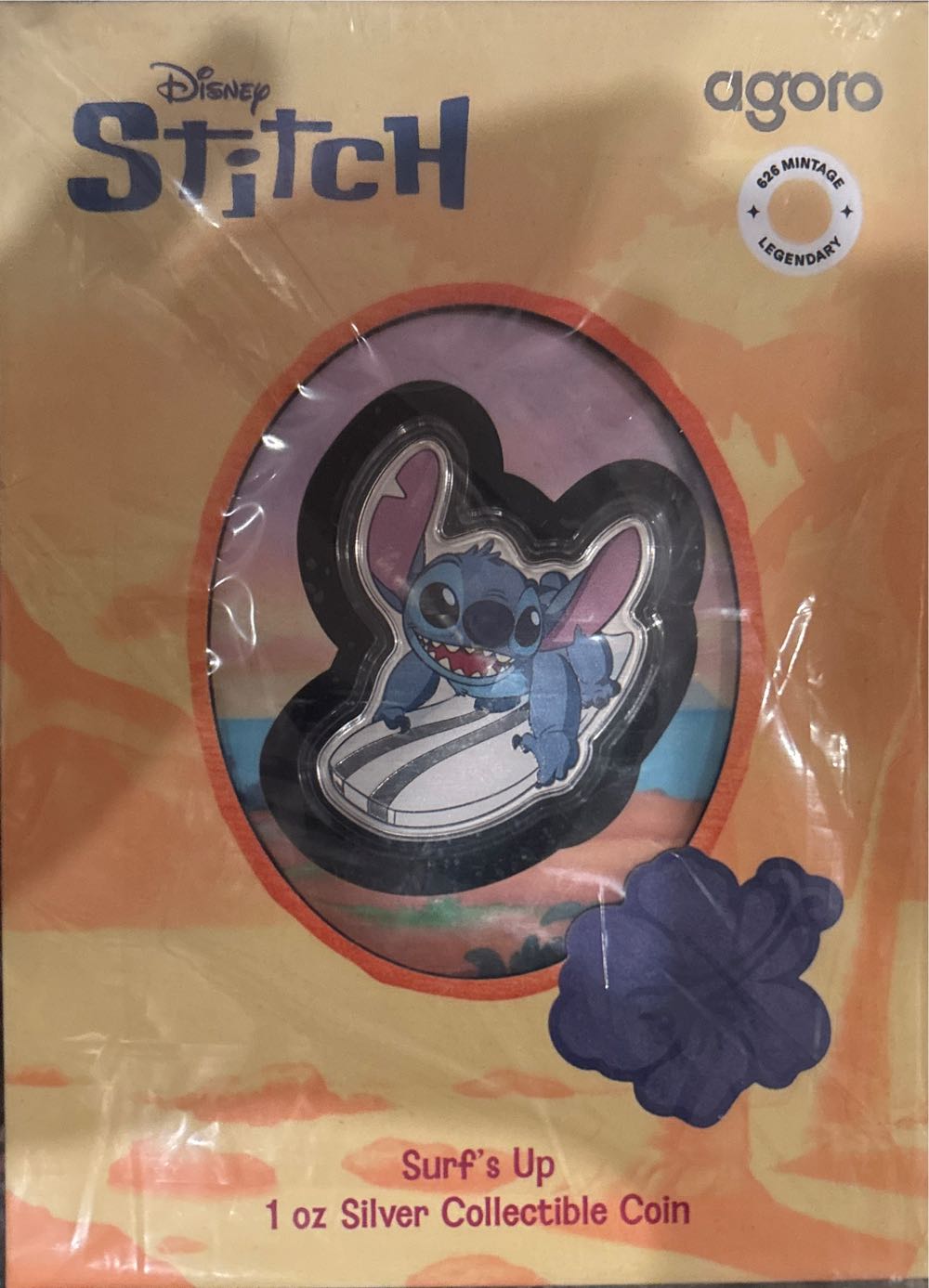 Disney Stitch Silver Surf’s Up  coin collectible [Barcode 726436176132] - Main Image 2