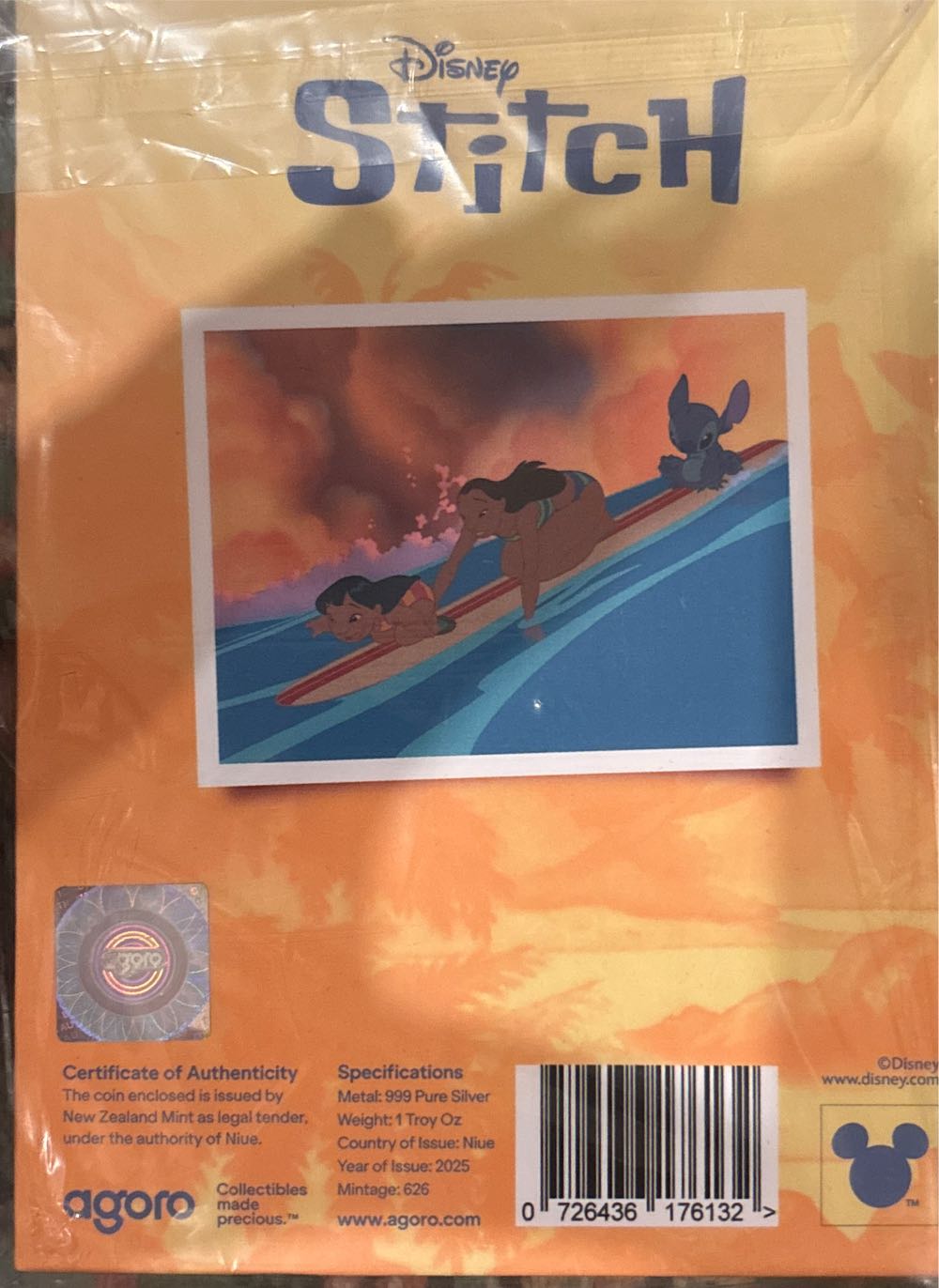 Disney Stitch Silver Surf’s Up  coin collectible [Barcode 726436176132] - Main Image 3