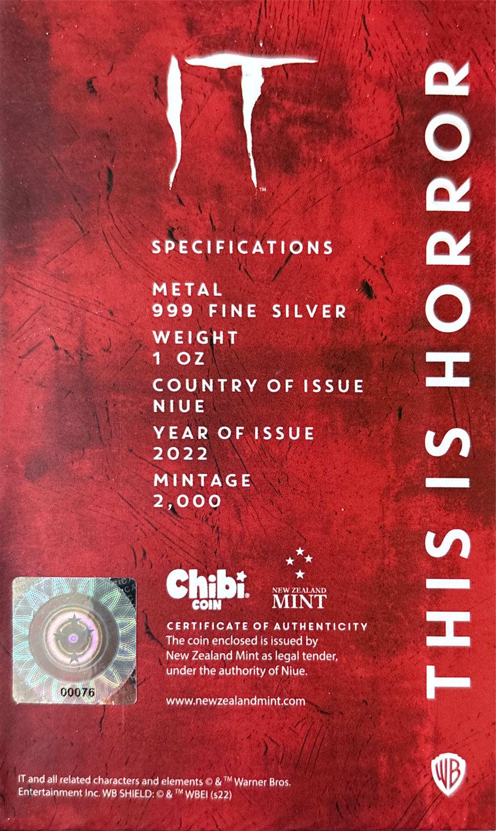 WB This Is Horror - IT Chibi  coin collectible - Main Image 2