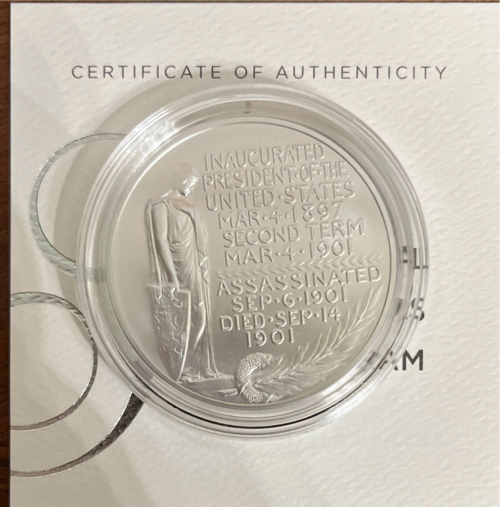 S825 Presidential Silver Medal McKinley  coin collectible [Barcode 704786451369] - Main Image 2
