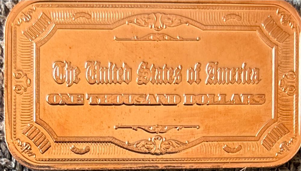 Z Mixed Bars - $1,000 Bank Note - William McKinley Bar  coin collectible - Main Image 2