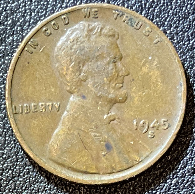 Penny 1945 Lincoln S 5  coin collectible - Main Image 3