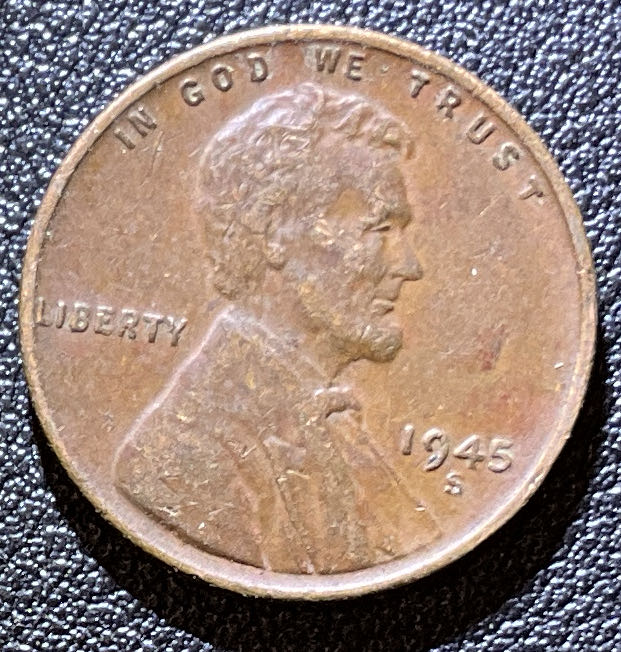 Penny 1945 Lincoln S 7  coin collectible - Main Image 3