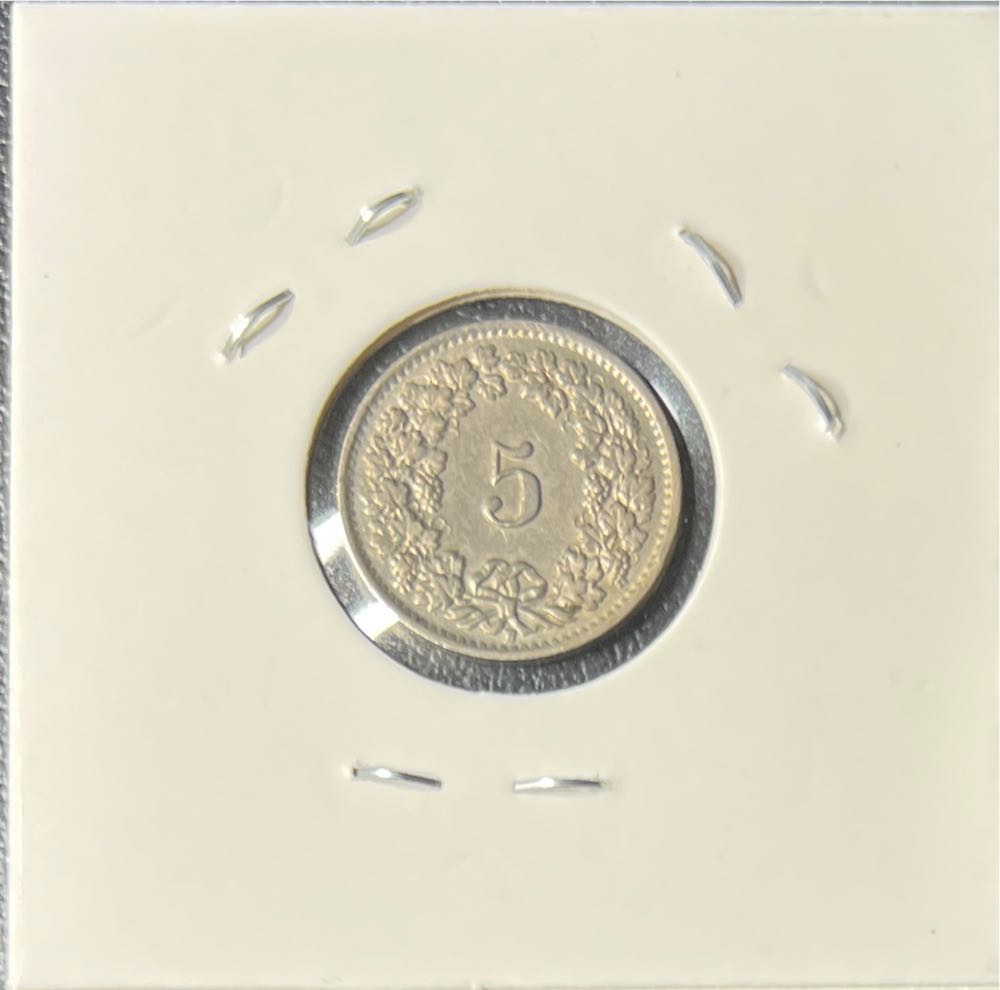 1955 B Switzerland 5 Rappen  coin collectible - Main Image 2