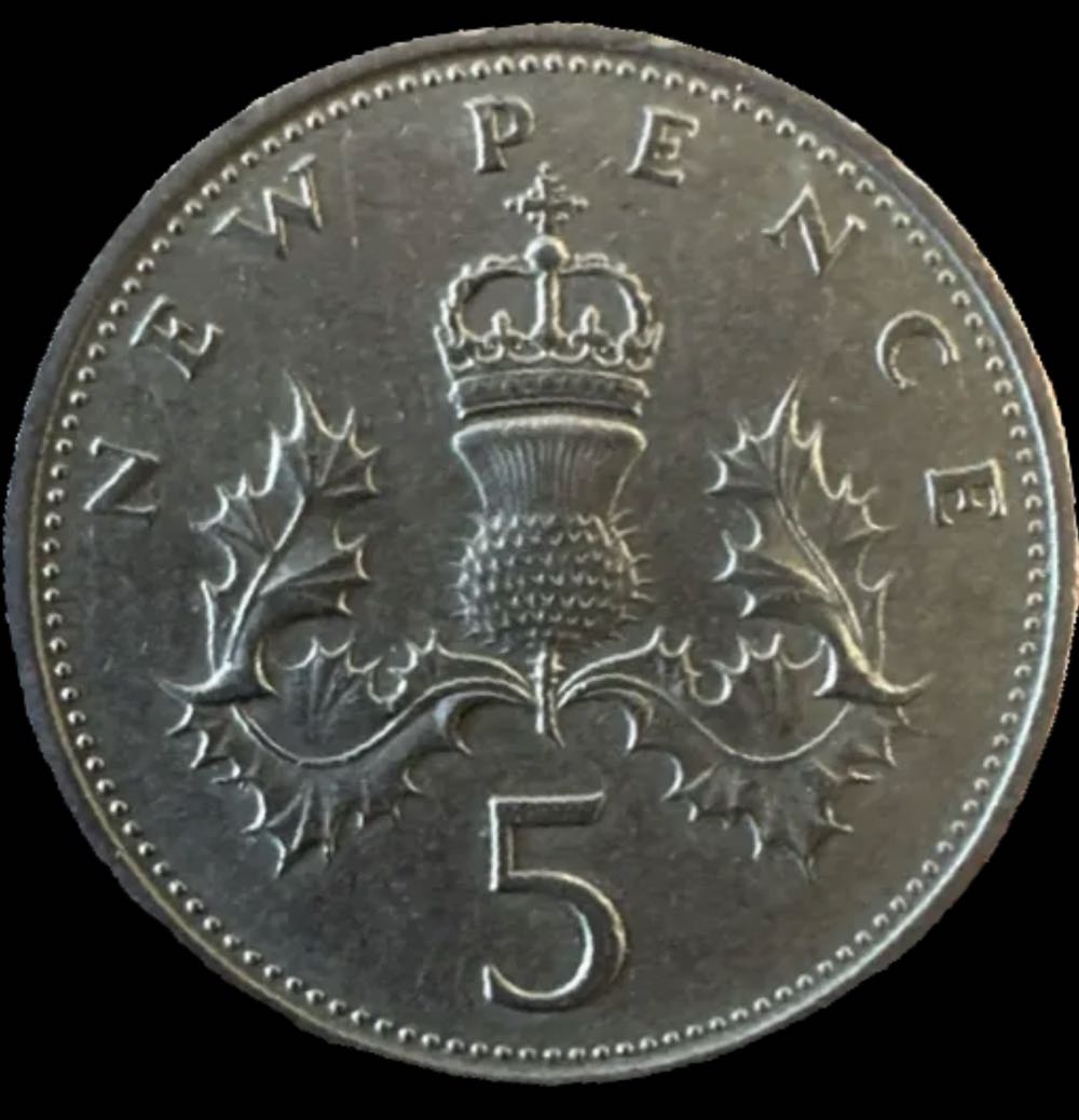 Reino Unido 5 Pence Novos, 1969  coin collectible - Main Image 2