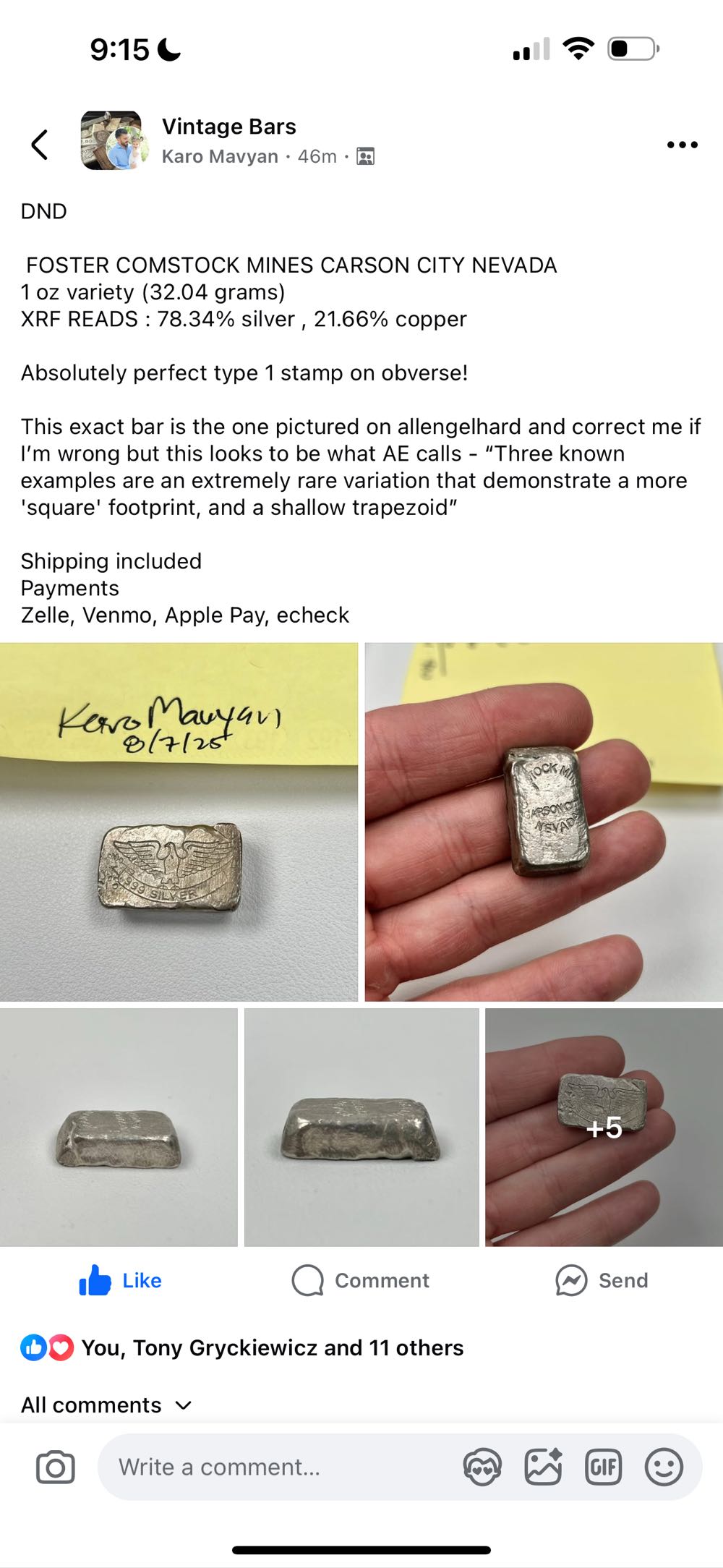 Foster 1oz Comstock   coin collectible - Main Image 3