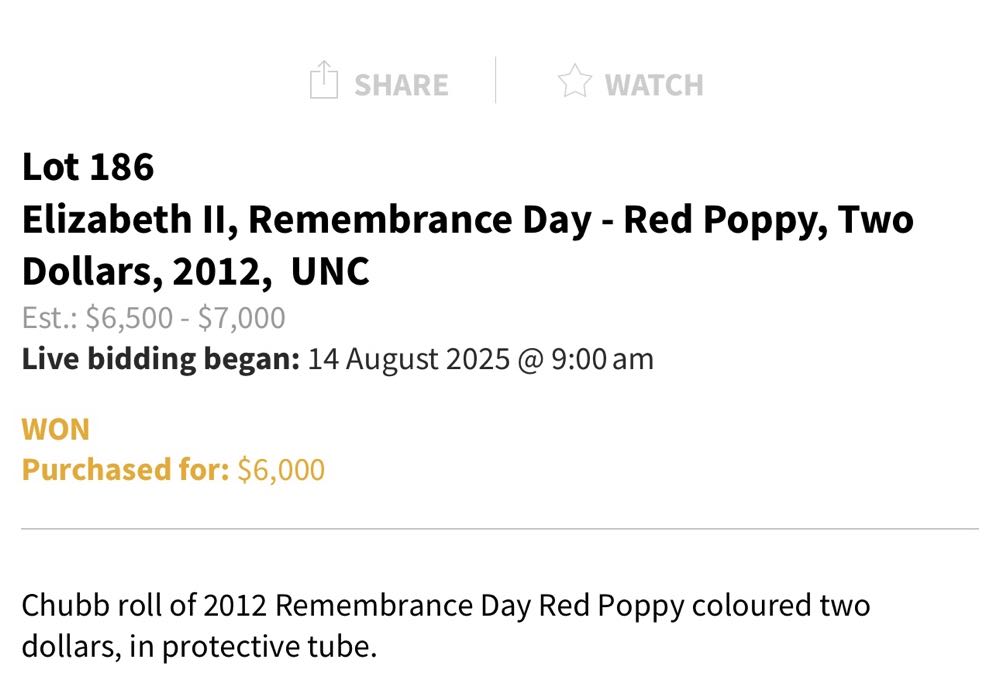 2012 $2 Red Poppy - ROLL  coin collectible - Main Image 3