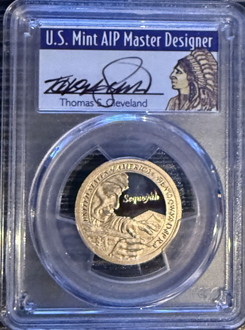 Slab 2017-S Native American “Golden” Dollar FDOI  1/600 PCGS No. 625963.70/84192384  coin collectible - Main Image 2