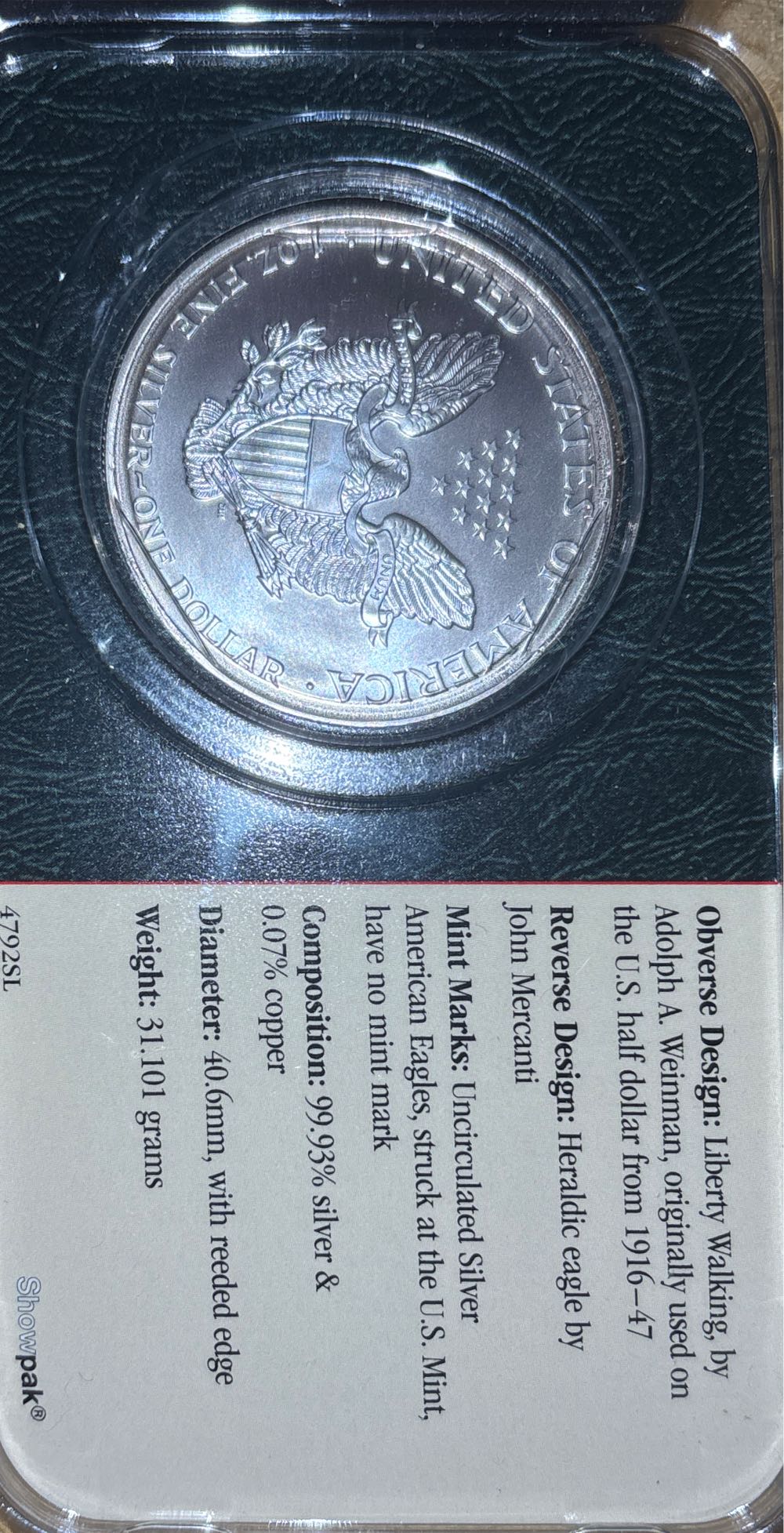 2001 Silver American Eagle  coin collectible - Main Image 2