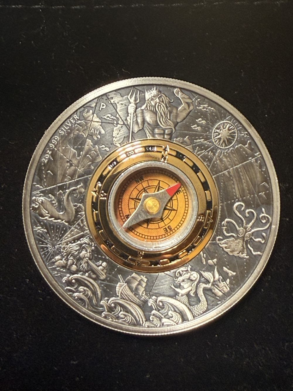 Perth 2017 Perth Mint 2oz Silver Compass Antiqued Coin #0078 of 2500  coin collectible [Barcode 9327025032863] - Main Image 2