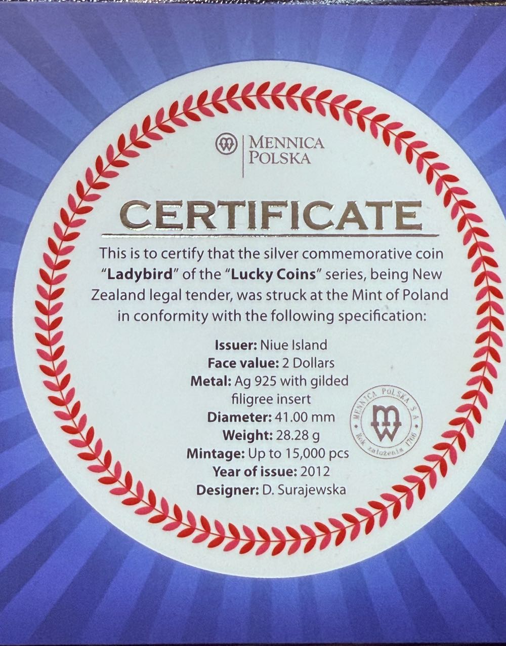 New Zealand 2012 Ladybird Lucky Coins II 24kt Gold Guilded Coin  coin collectible - Main Image 4