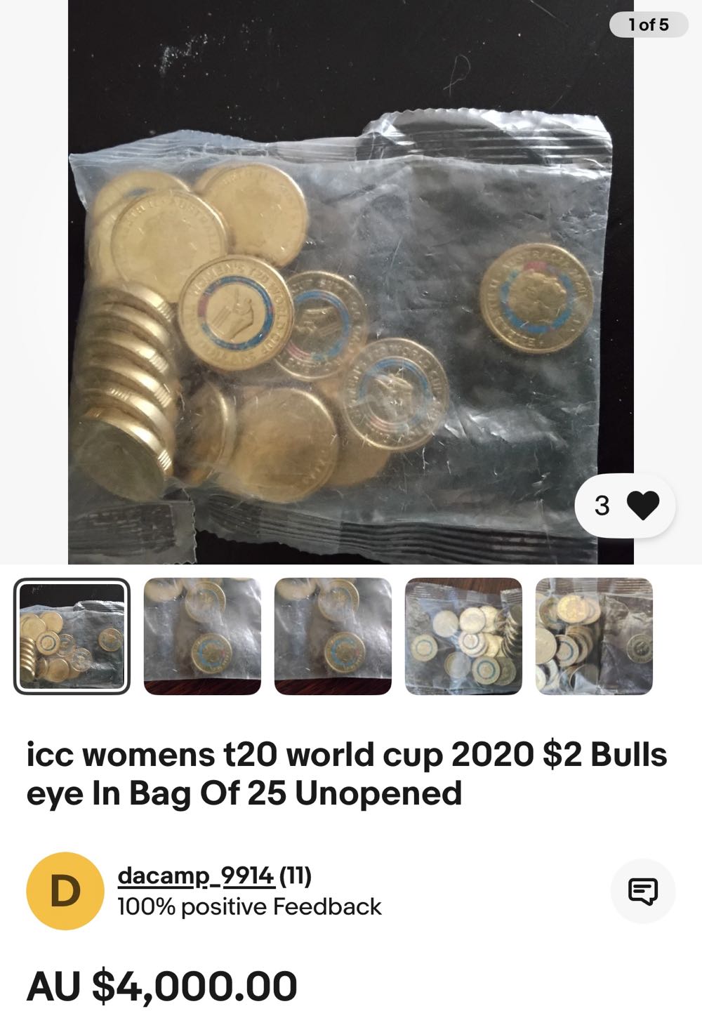 2020 $2 ICC Cricket - BULLSEYE ERROR  coin collectible - Main Image 3