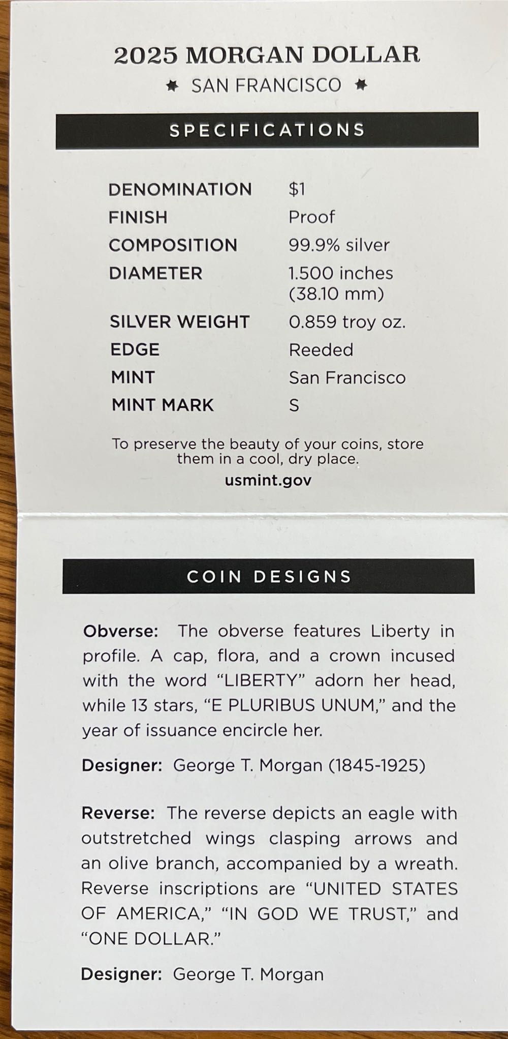 Morgan Silver Dollar Proof S 2025  coin collectible [Barcode 704786670098] - Main Image 4