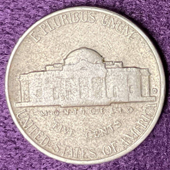 Nickel Jefferson 1961 D 7  coin collectible - Main Image 2