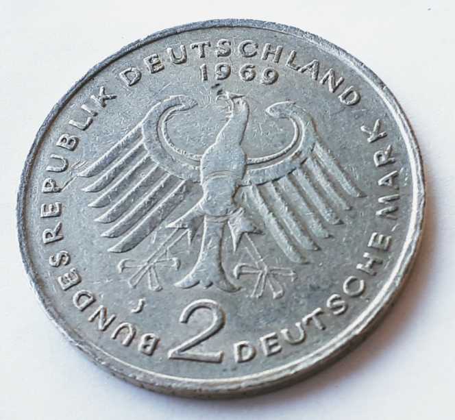 Germany: 1969 2 Deutsche Mark  coin collectible - Main Image 2