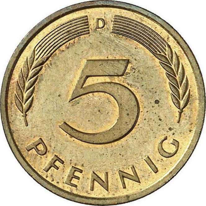 Germany: 1990 5 Pfenning  coin collectible - Main Image 2