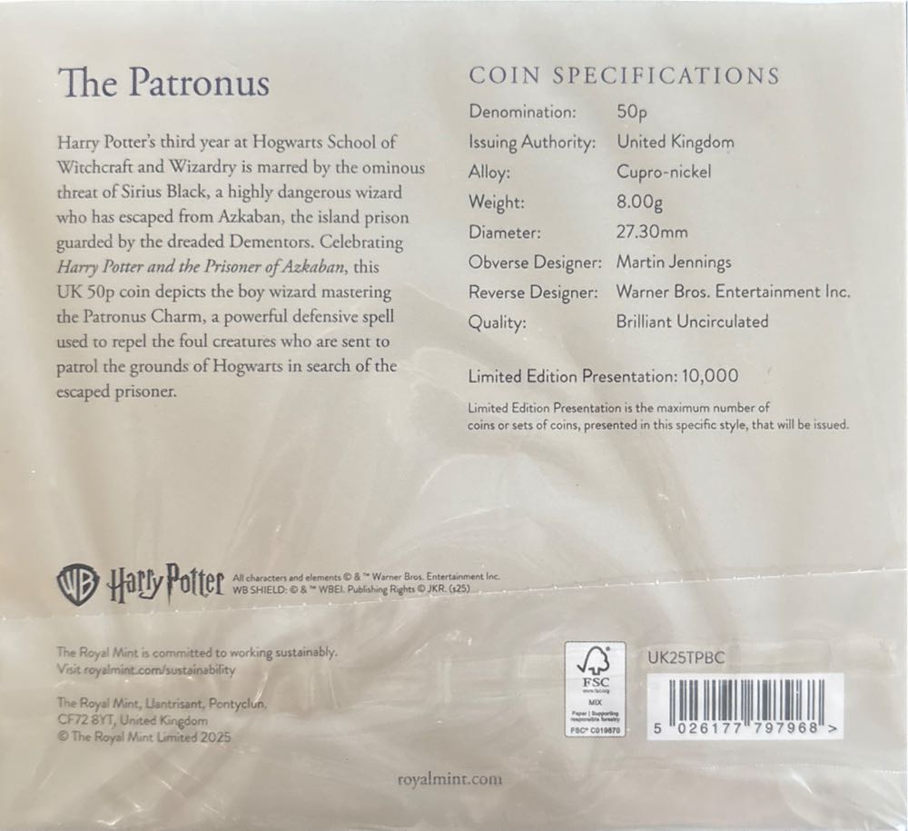 Harry Potter: The Patronus Coloured  coin collectible [Barcode 5026177797968] - Main Image 3