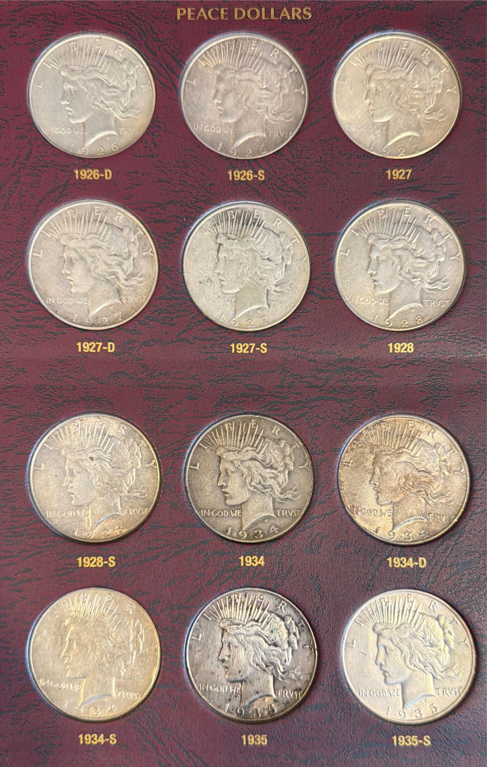 Peace Dollar 1921 to 1935 Date And Mint Mark Set  coin collectible - Main Image 3
