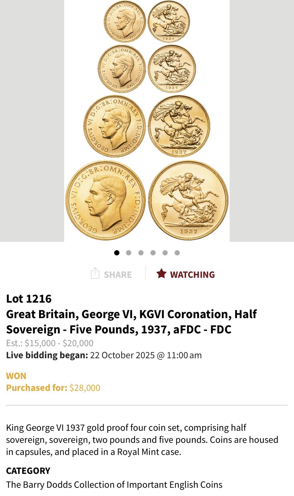 1937 Sovereign Set - FDC  coin collectible - Main Image 2
