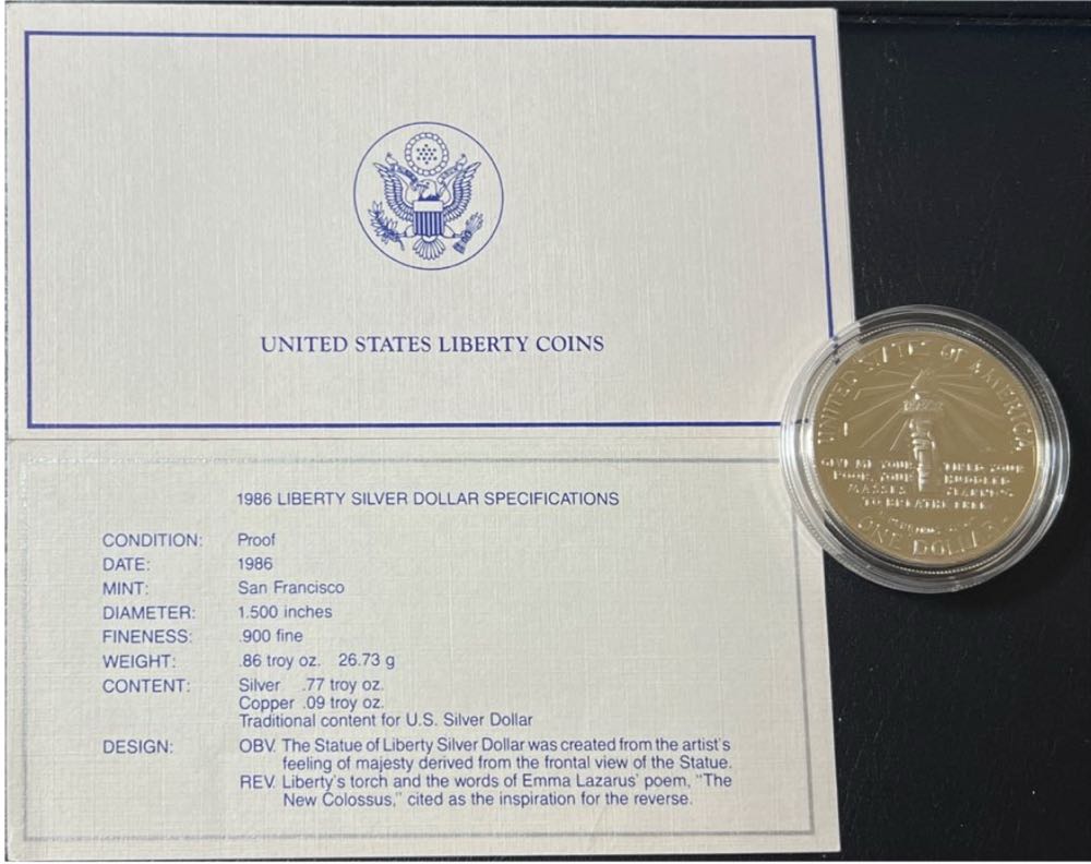 1986 Liberty Silver Dollar  coin collectible - Main Image 3