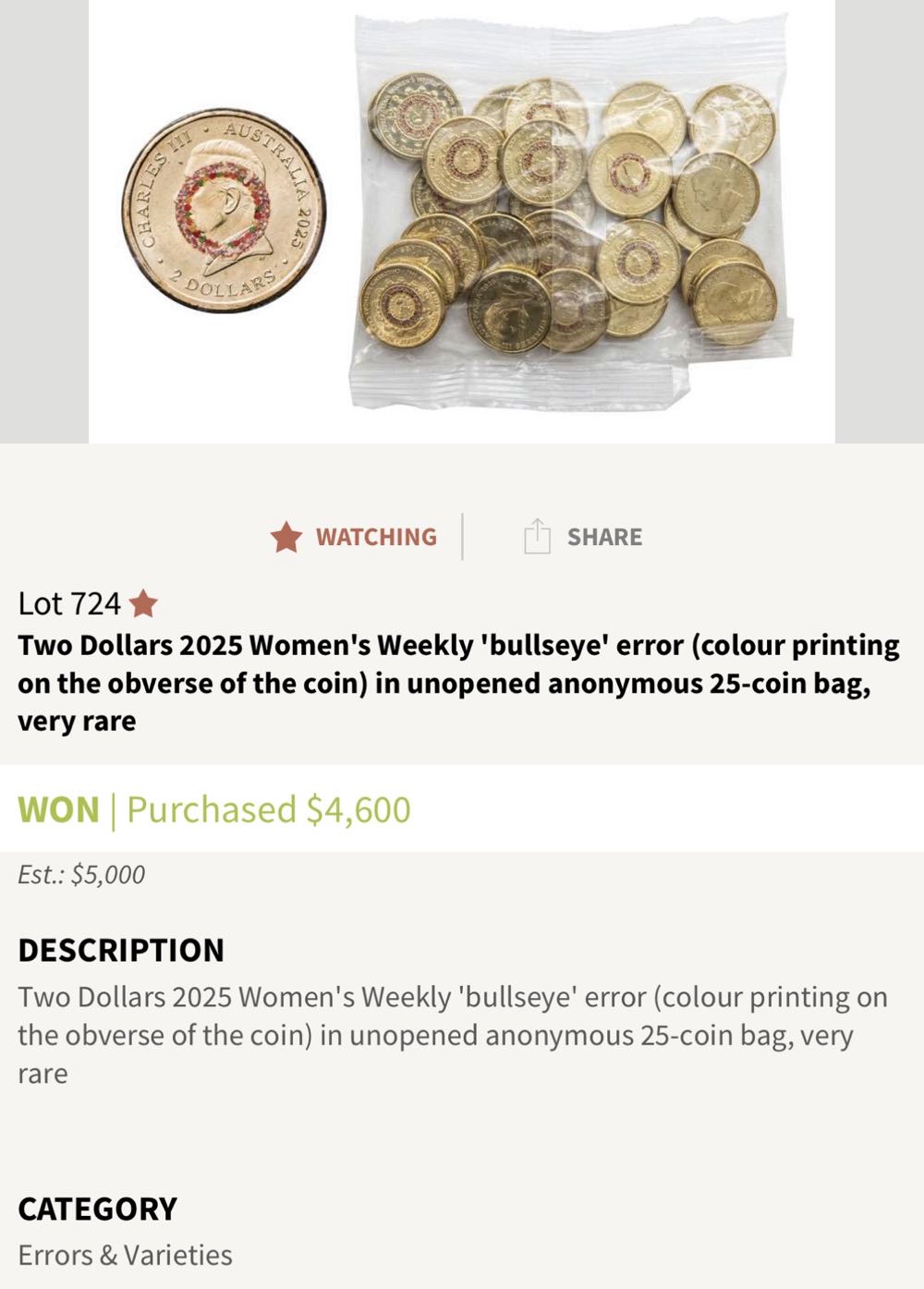 2025 $2 Birthday Cake - BULLSEYE ERROR  coin collectible - Main Image 3