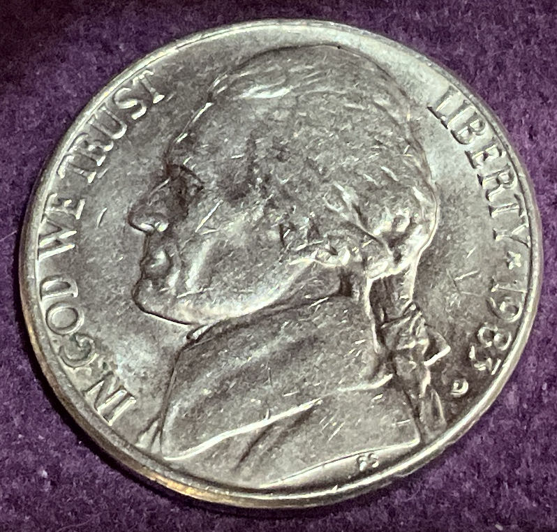 Nickel Jefferson D 1983 7  coin collectible - Main Image 3