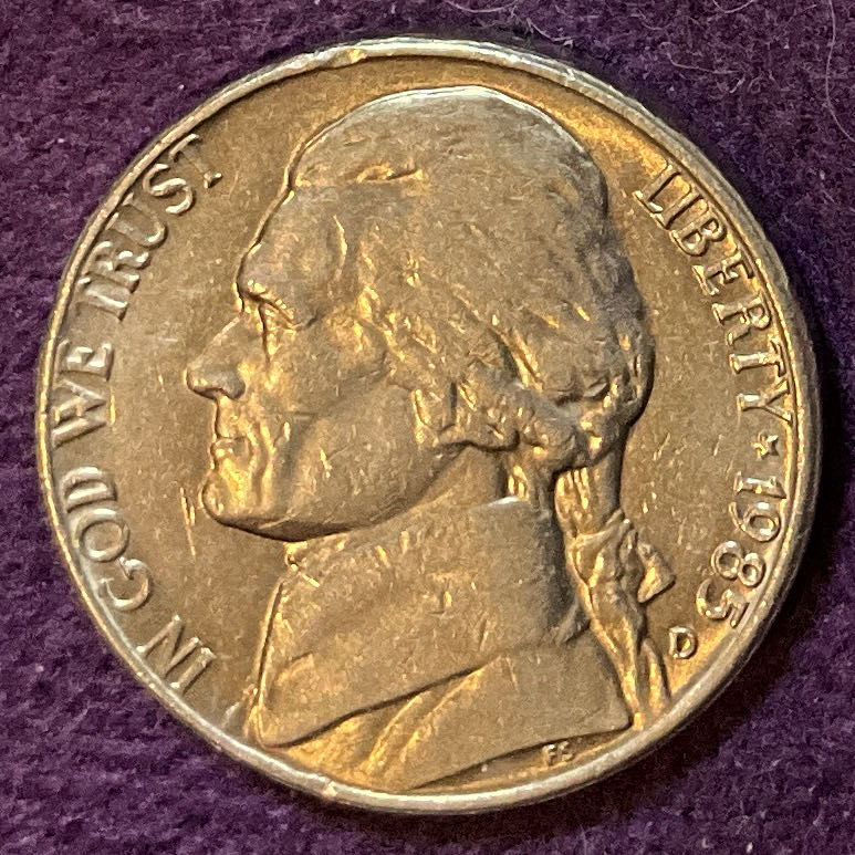 Nickel Jefferson D 1985 2  coin collectible - Main Image 3