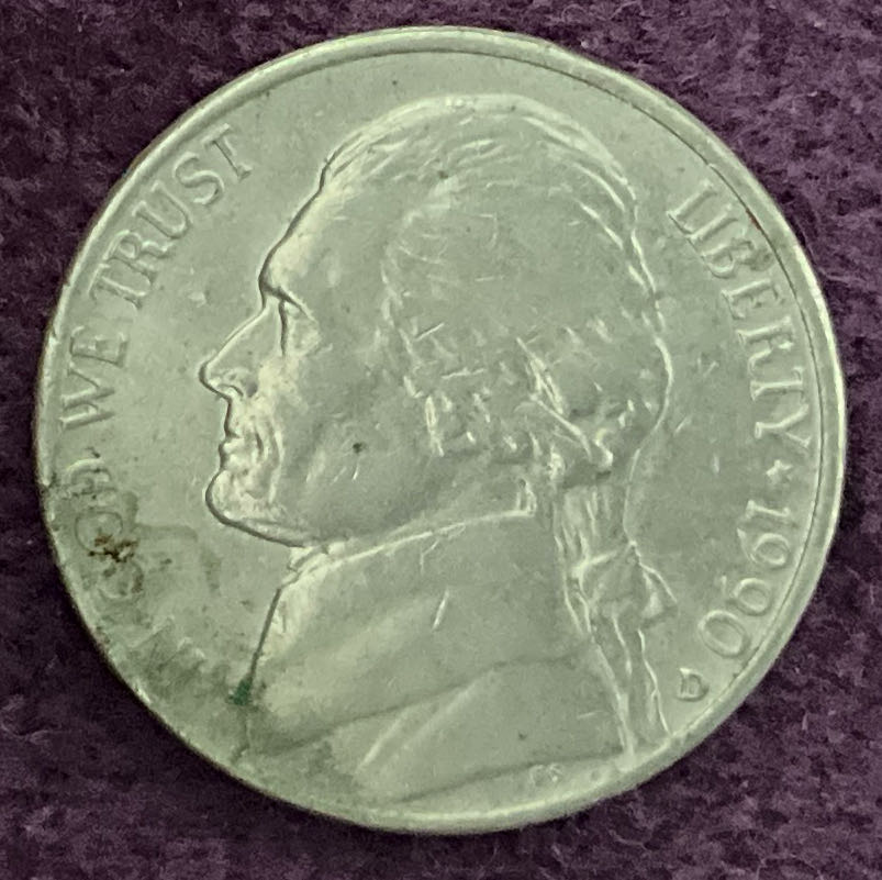 Nickel Jefferson D 1990 3  coin collectible - Main Image 3