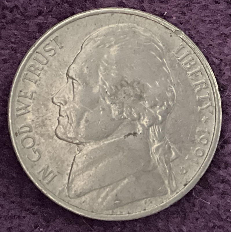 Nickel Jefferson D 1991 4  coin collectible - Main Image 3