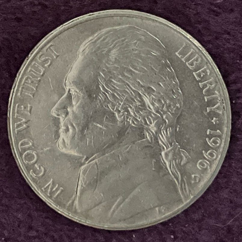 Nickel Jefferson D 1996 5  coin collectible - Main Image 3
