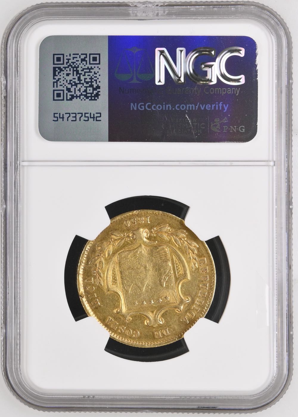 1850 JB COSTA RICA 1/2O  coin collectible - Main Image 2