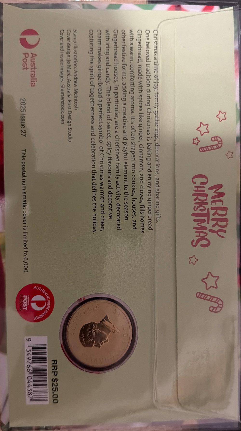 $1 Merry Christmas Gingerbread Pnc  coin collectible [Barcode 9349766044387] - Main Image 2