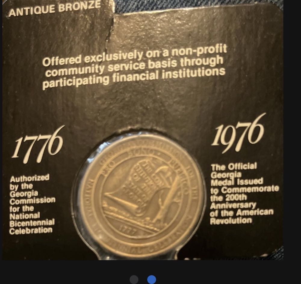 State of Georgia American Revolution Bicentennial Medal 1776-1976  coin collectible - Main Image 2
