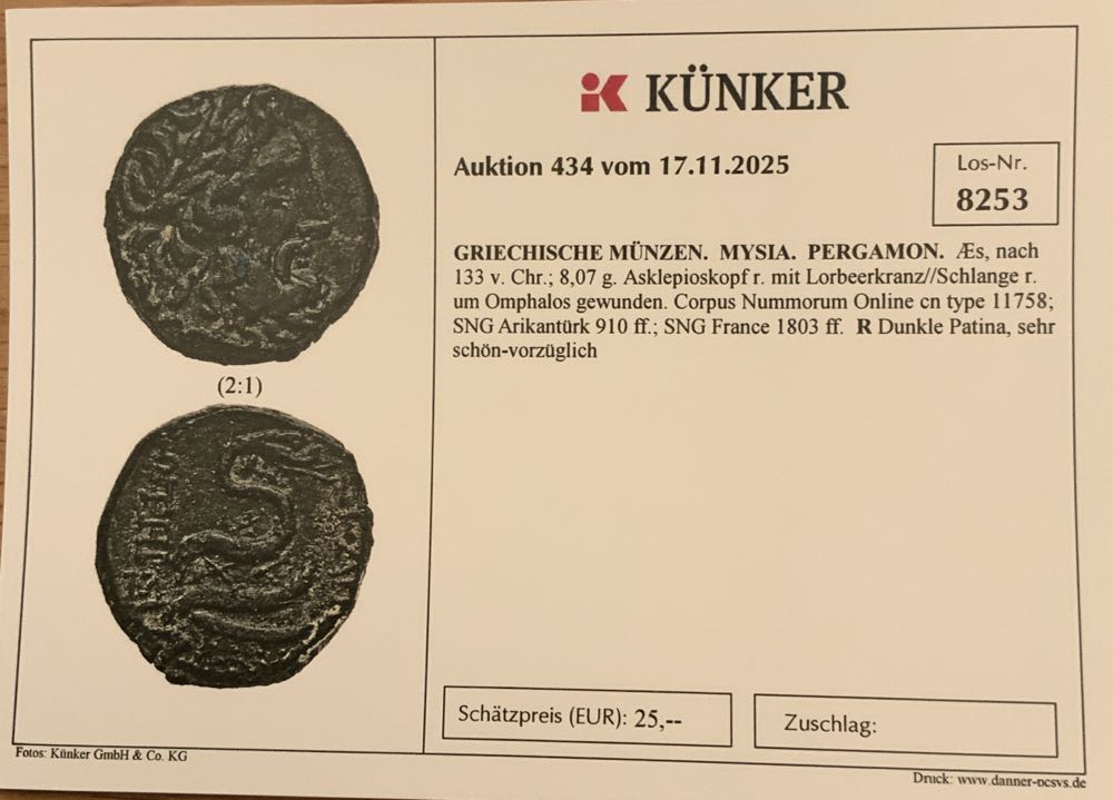 MYSIA Los 8253  PERGAMON. Stadt. Æs, nach 133 v. Chr.  coin collectible - Main Image 5
