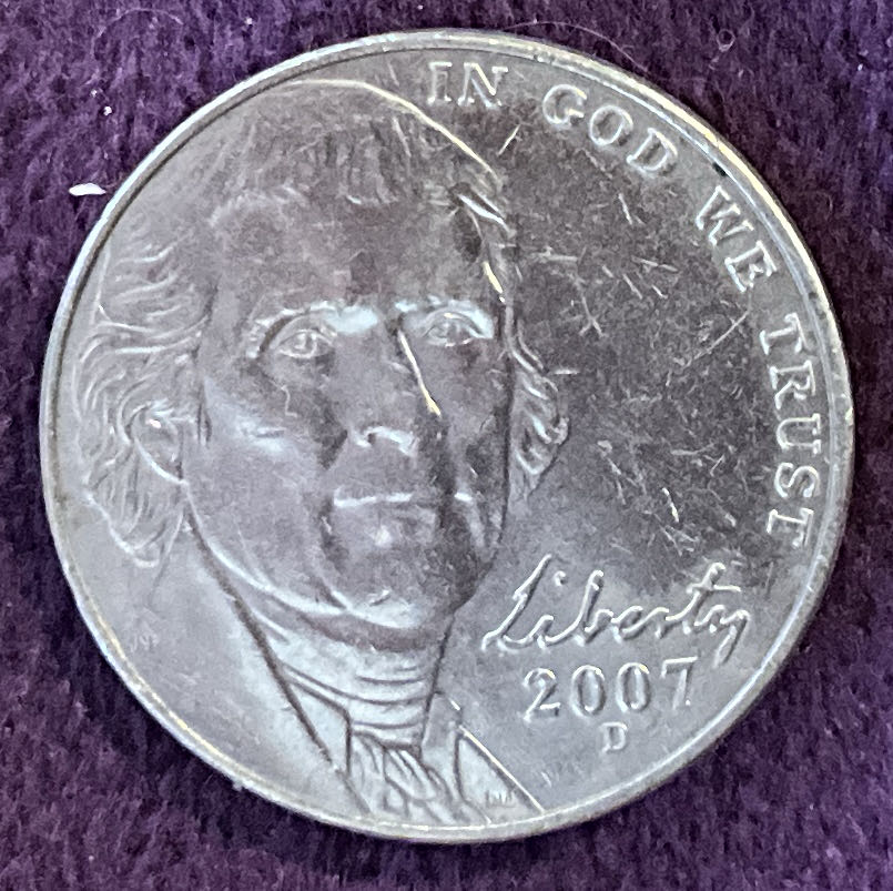 Nickel Jefferson D 2007 6  coin collectible - Main Image 3