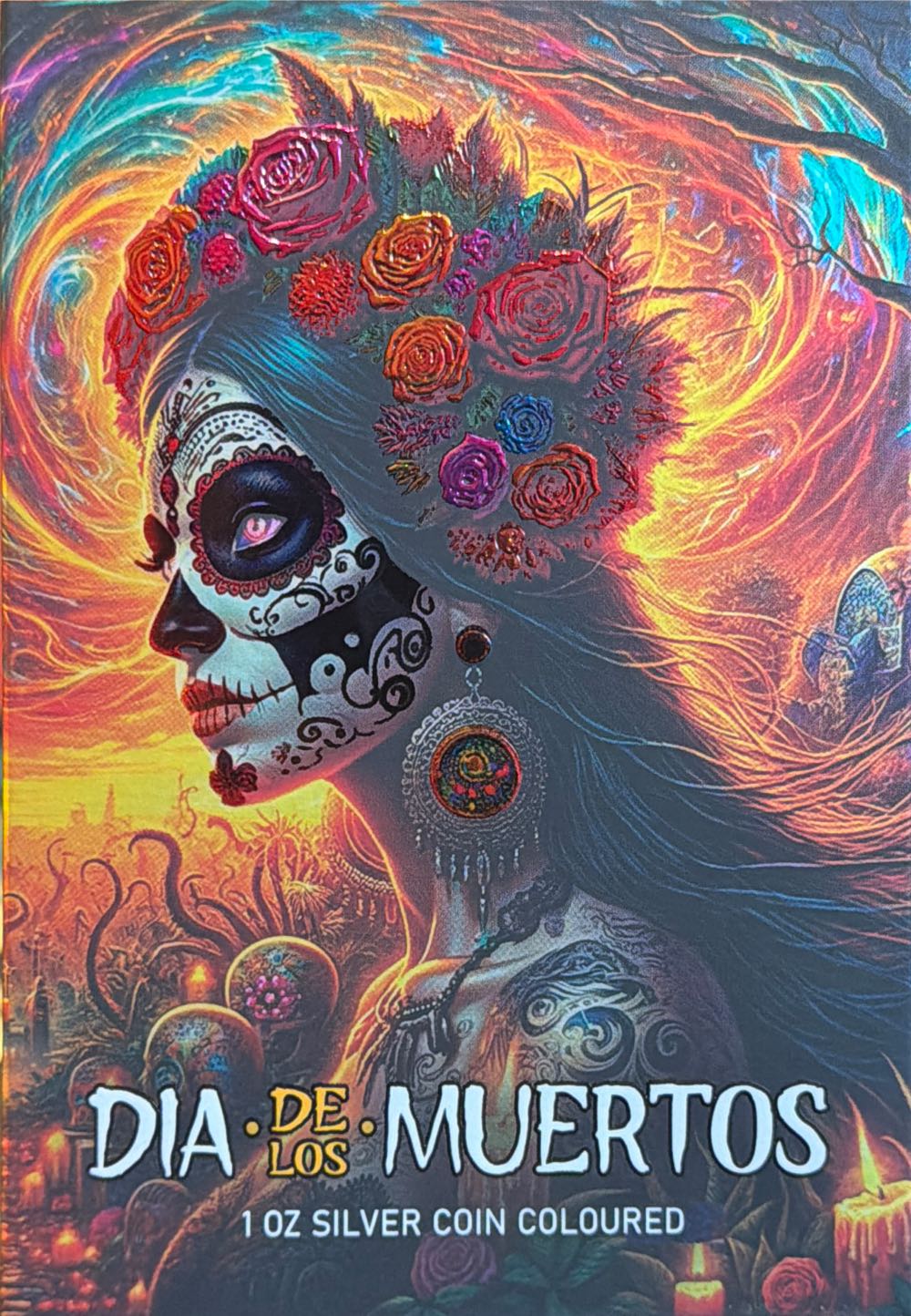Dia De Los Muertos 1oz Silver Coin Colored  coin collectible - Main Image 3