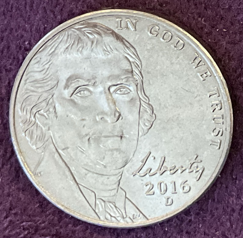 Nickel Jefferson 2016 D 8  coin collectible - Main Image 3
