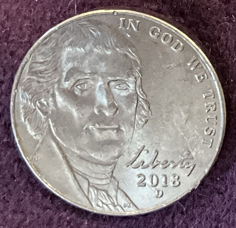 Nickel Jefferson 2018 D 7  coin collectible - Main Image 3